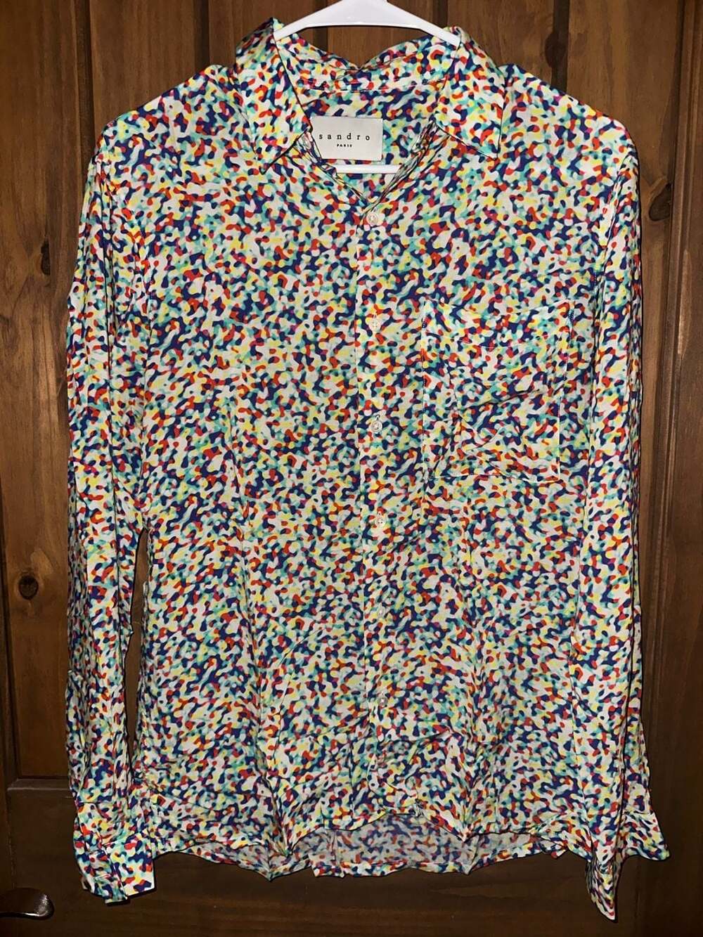 Sandro Paris Confetti Multicolored Long Sleeve Button-Up Shirt